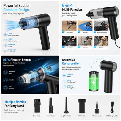 Air Duster Wireless 2 in 1 Vacuum Cleaner